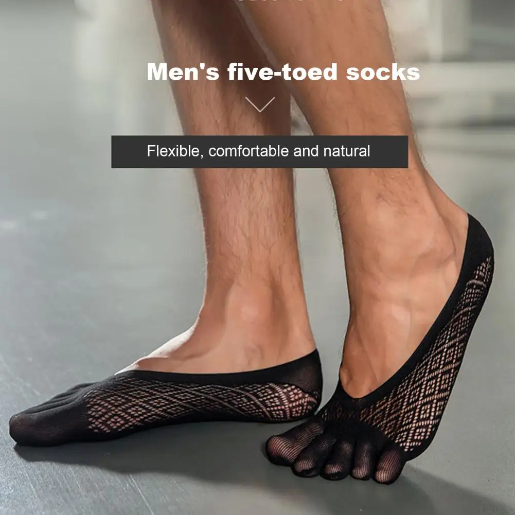 1 Çift Erkek Ayak Çorap Yumuşak Yüksek Elastik Nefes Ter Emme Atletik Koşu Beş Parmak Çorap Görünmez Düşük Kesim Çorap