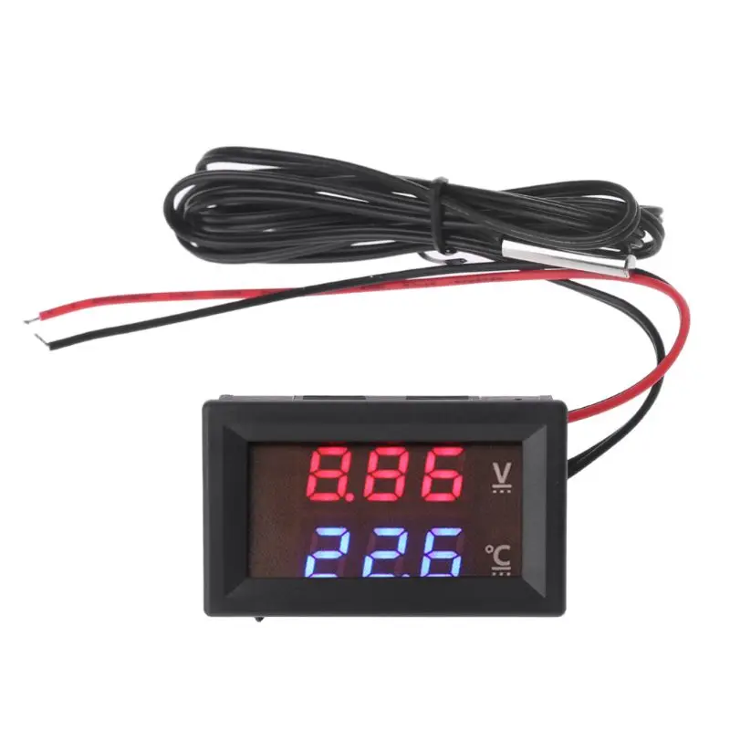 12 V / 24 V LED Ekran Araba Gerilim ve Su sıcaklık göstergesi Voltmetre Termometre