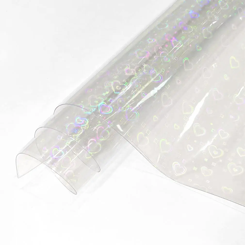 30x135CM Lazer Polka Dots Yanardöner Şeffaf PVC Film Holografik Gökkuşağı Şeffaf Su Geçirmez Vinil Malzeme DIY Projeleri için