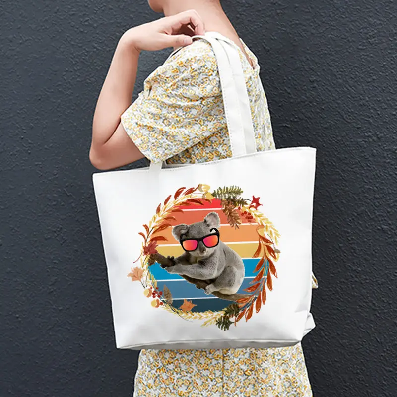 Kawaii Koala Sevimli Karikatür Kanvas çanta kadın Çanta Alışveriş Yüksek kapasiteli Kanvas Alışveriş Çantaları Moda