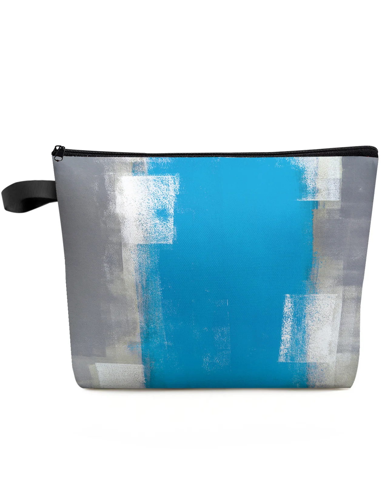 Mavi Gri Soyut Sanat Yağlıboya Doku Makyaj Çantası Kılıfı Seyahat Essentials Kadınlar Kozmetik Çantaları Organizatör Depolama Kalem Kutusu