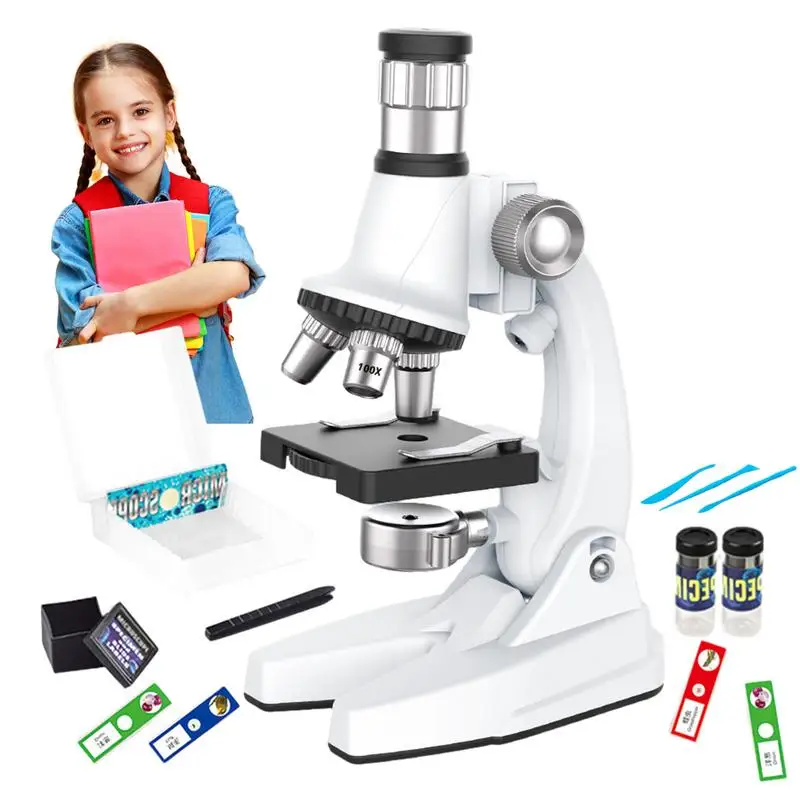 Mikroskop Çocuklar 1200X Temizle Deneyler Bilim Kiti Okul Öncesi Eğitim Hediye Acemi Mikroskop İle led ışık Noel