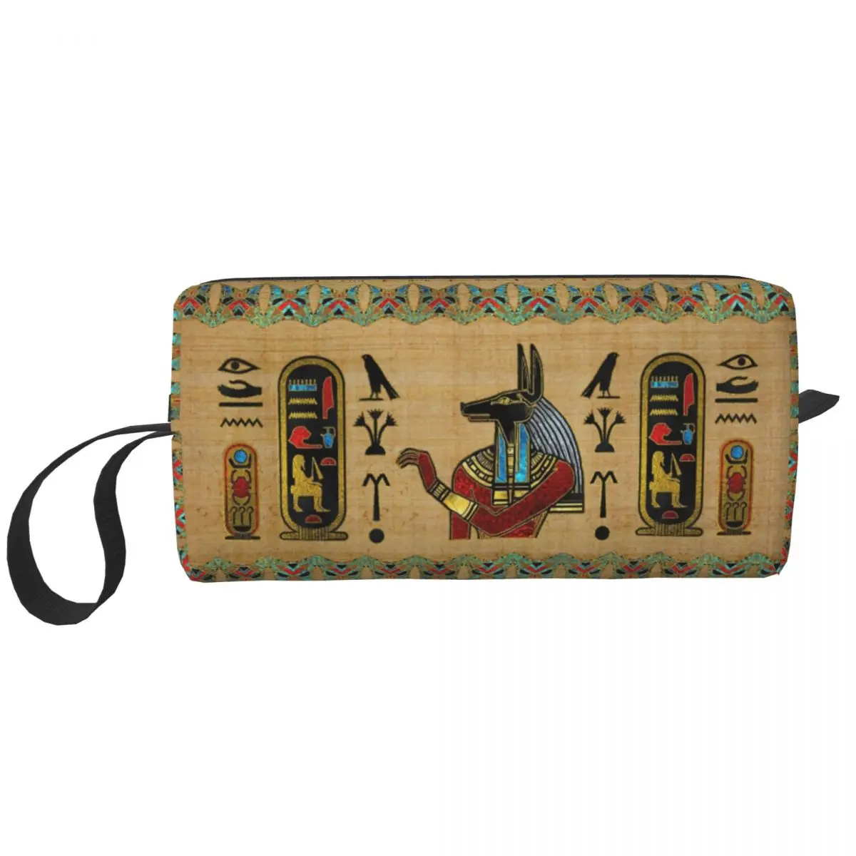 Mısır Anubis Süs Büyük Makyaj Çantası Su Geçirmez Kılıfı Seyahat Kozmetik Çantaları Antik Mısır Efsane saklama çantası Kadınlar için