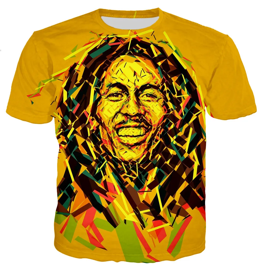 Rapçi Bob Marley 3D baskılı tişört Erkekler / kadınlar 2021 Yeni Yaz Moda Sıcak Satış Serin Rahat Tarzı Streetwear Hip Hop Tops