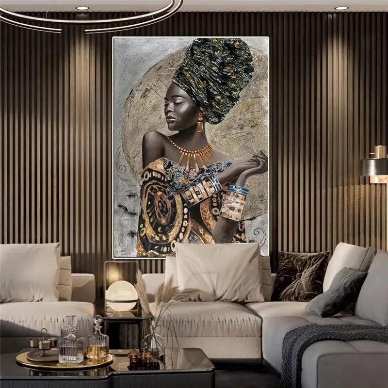 Soyut Afrika Siyah Kadın Kız Tuval Boyama Posterler ve Baskılar Duvar Sanatı Resimleri ıçin Oturma Odası Yatak Odası Ev Dekorasyon