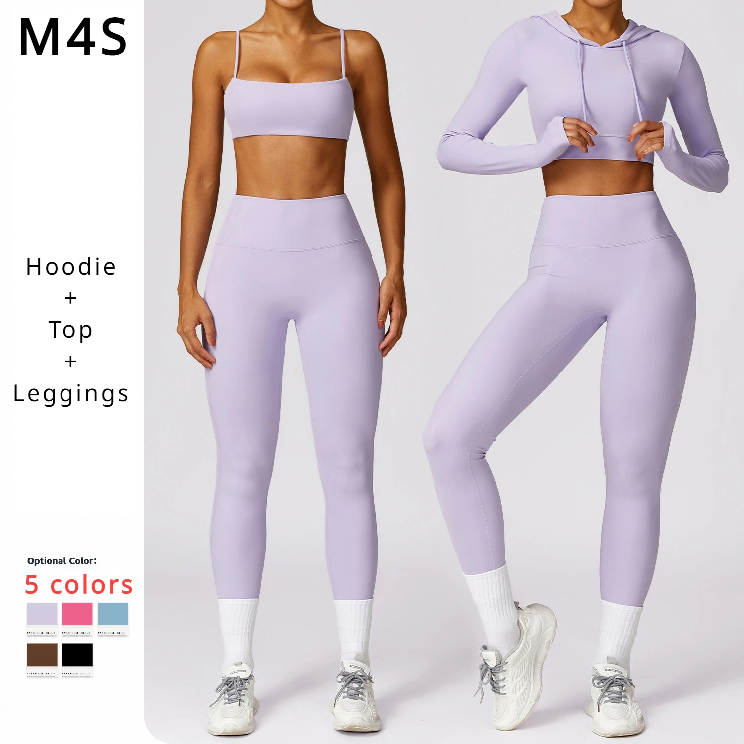 Spandex Naylon egzersiz kıyafetleri Kadınlar için 2 Adet Egzersiz Seti Yoga Seti Tayt Kadın Spor Salonu Spor Eşofman Spor Takım Elbise Hoodie