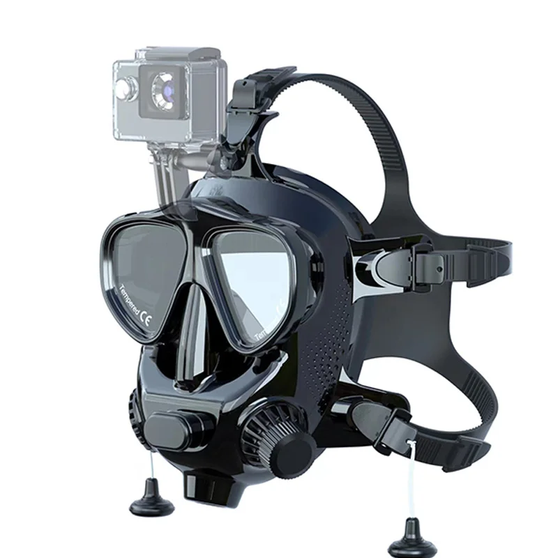 Su geçirmez Dalış Ekipmanları Şnorkel Maske Siyah Serbest Dalış Oksijen  