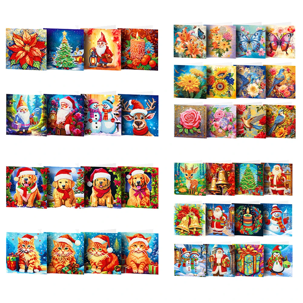 Yeni Noel Kartları Elmas Boyama Tebrik Kartları 5D Elmas Nakış Elmas Mozaik Seti DİY Tatil noel hediyesi 2024